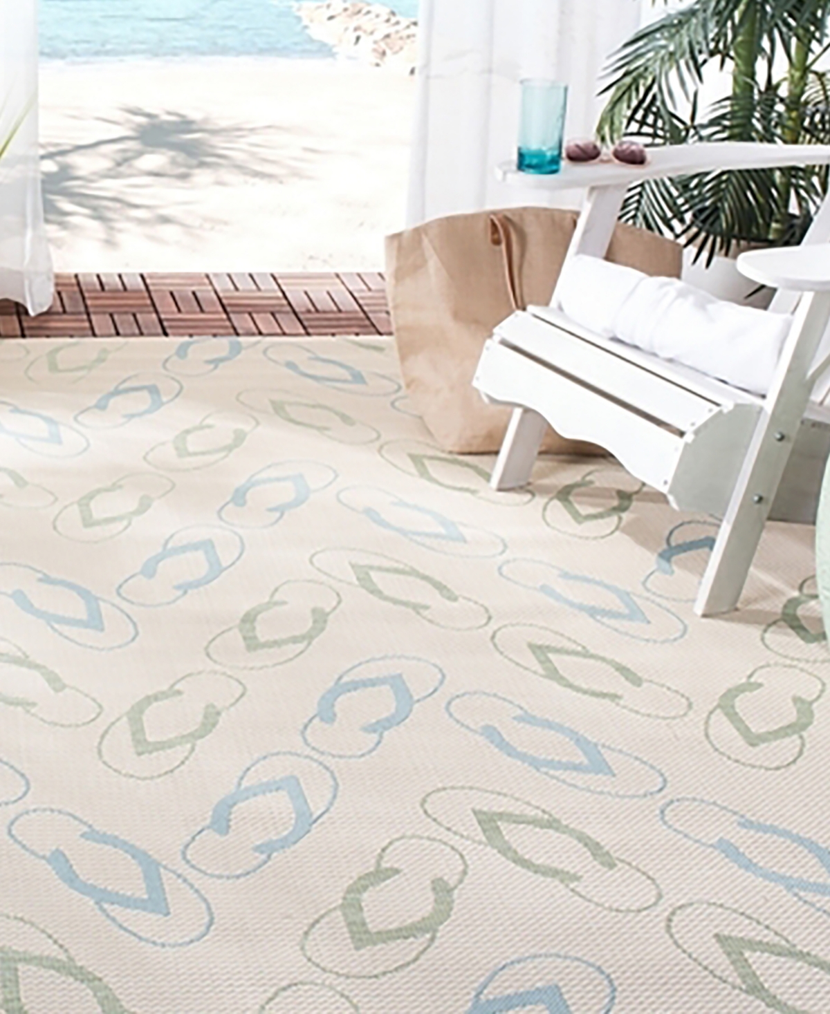 Safavieh Courtyard CY7420 Beige and Aqua 8' x 11' Sisal Weave Outdoor Area Rug