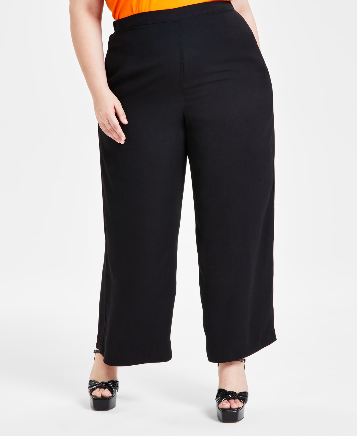Bar Iii Trendy Plus Size Flat-Front Wide-Leg Pants, Created for Macy's