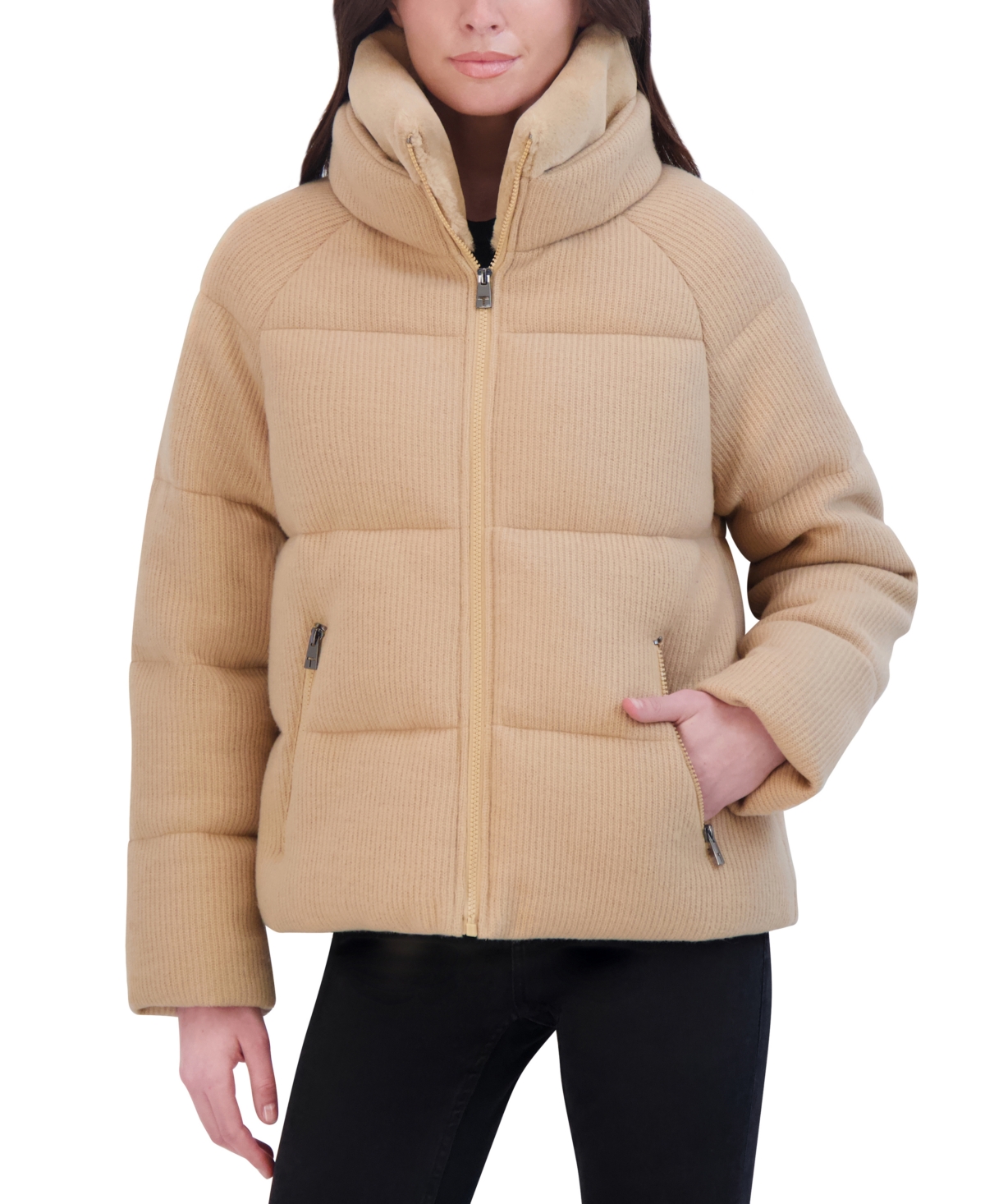 Tahari Puffer Jacket In Camel