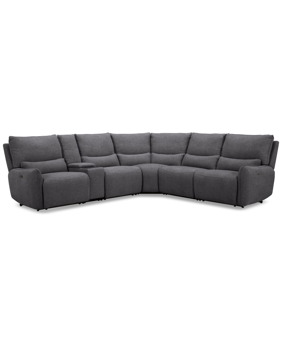 Olper 6-Pc. Fabric Zero Wall Sectional Sofa with Three Power Motion Pieces & Console, Created for Macy's