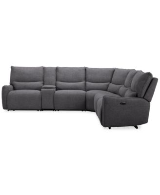 Olper 6-Pc. Fabric Zero Wall Sectional Sofa with Two Power Motion Pieces & Console