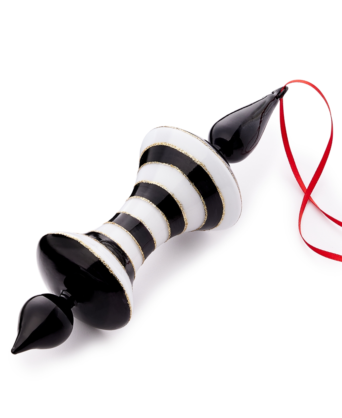 Holiday Lane Royal Holiday Black & White Striped Finial Ornament, Exclusively at Macy's