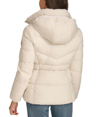Women's Faux-Fur-Lined Hooded Puffer Coat