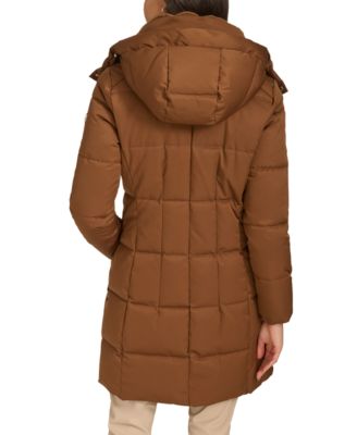 Women's Hooded Faux-Fur-Lined Midi Puffer Coat