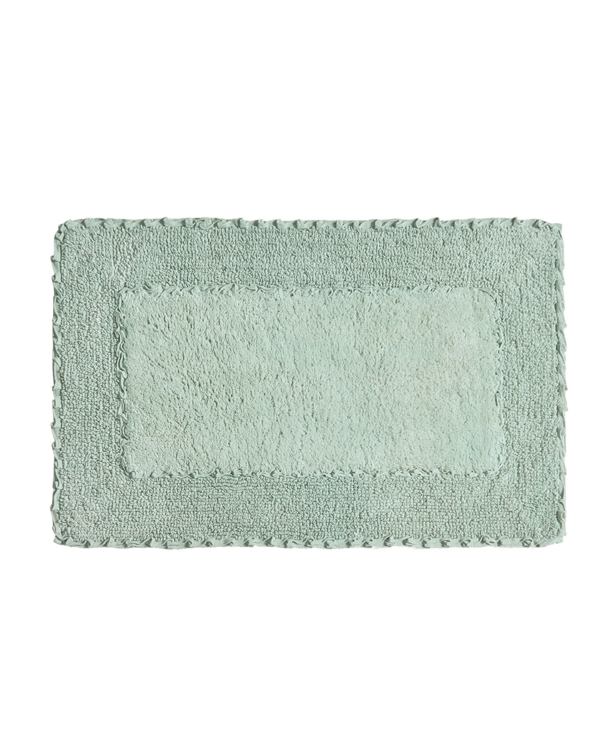 Shop Laura Ashley Cotton Ruffled 17" X 24" Bath Rug In Sage Green