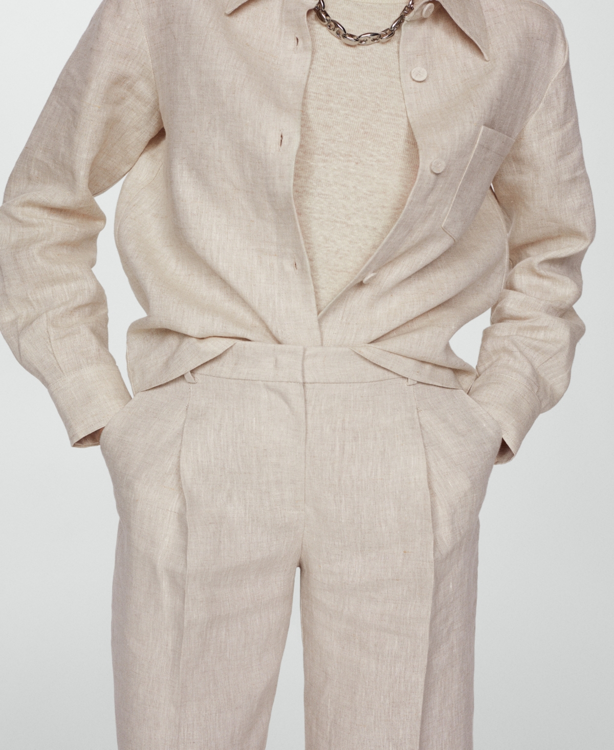 Mango Women's Straight Linen-Blend Pants