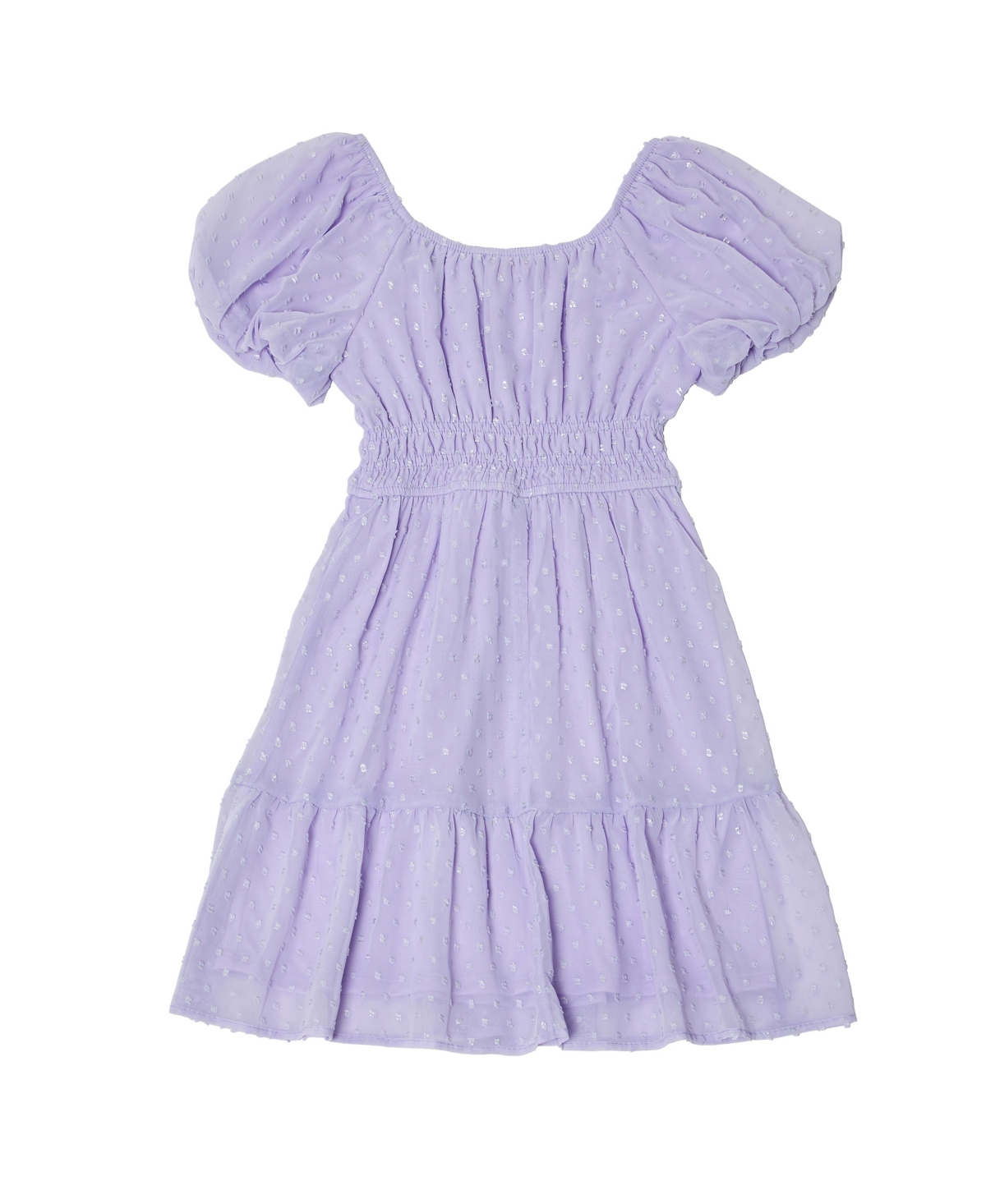 Shop Trixxi Big Girls Puff Sleeve Clip Dot Dress In Purple