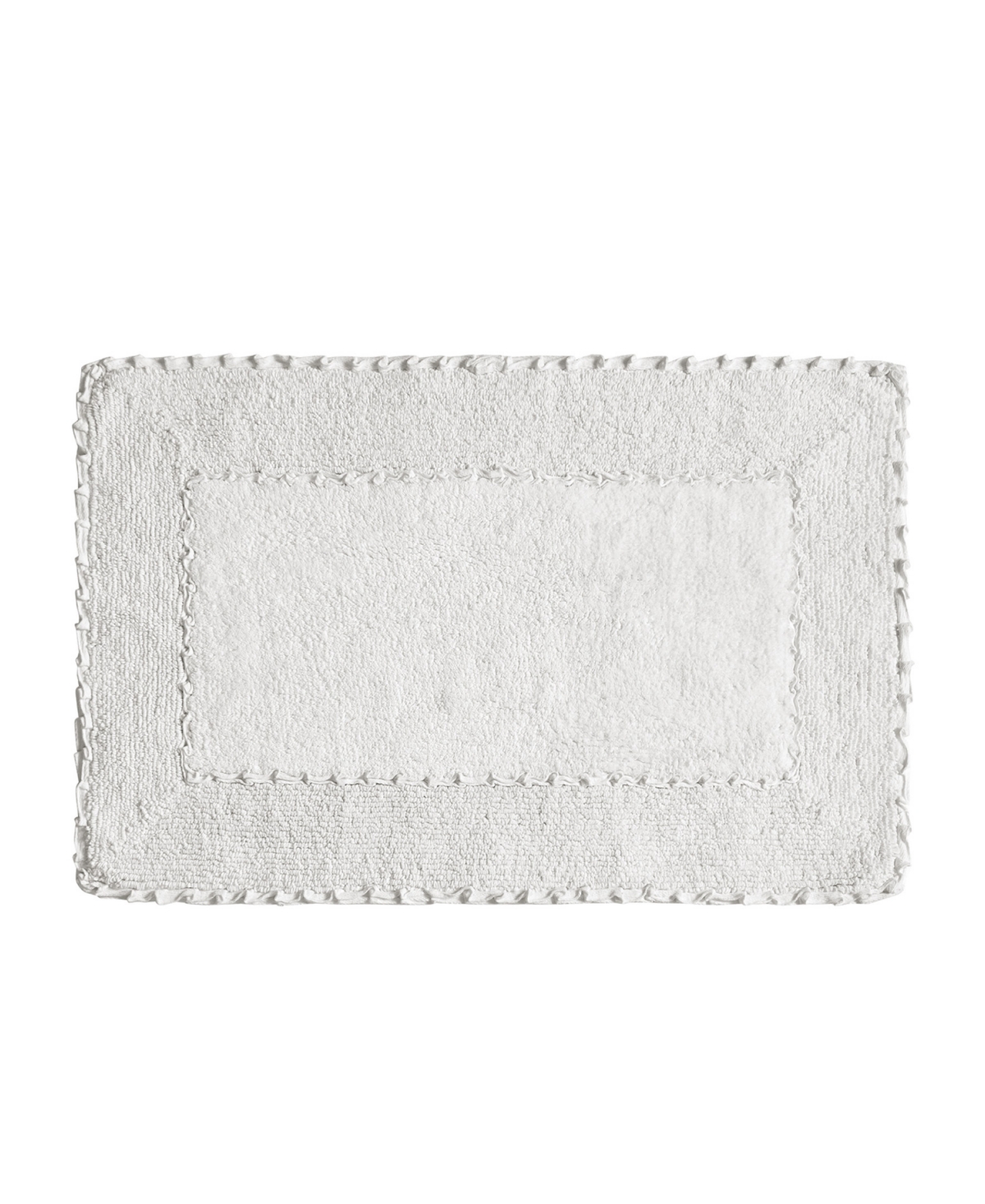 Laura Ashley Cotton Ruffled Bath Rug, 17" X 24" In White