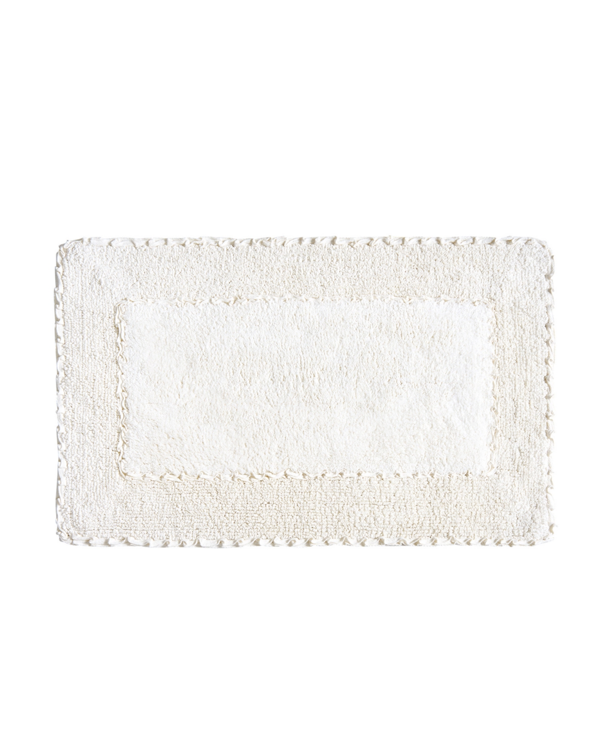 Laura Ashley Cotton Ruffled Bath Rug, 17" X 24" In Ivory