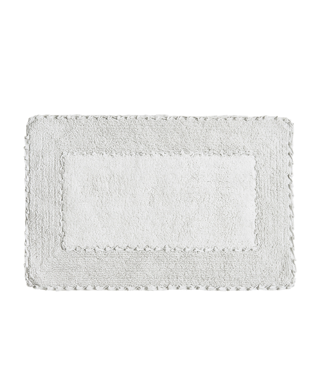 Laura Ashley Cotton Ruffled Bath Rug, 17" X 24" In Light Gray