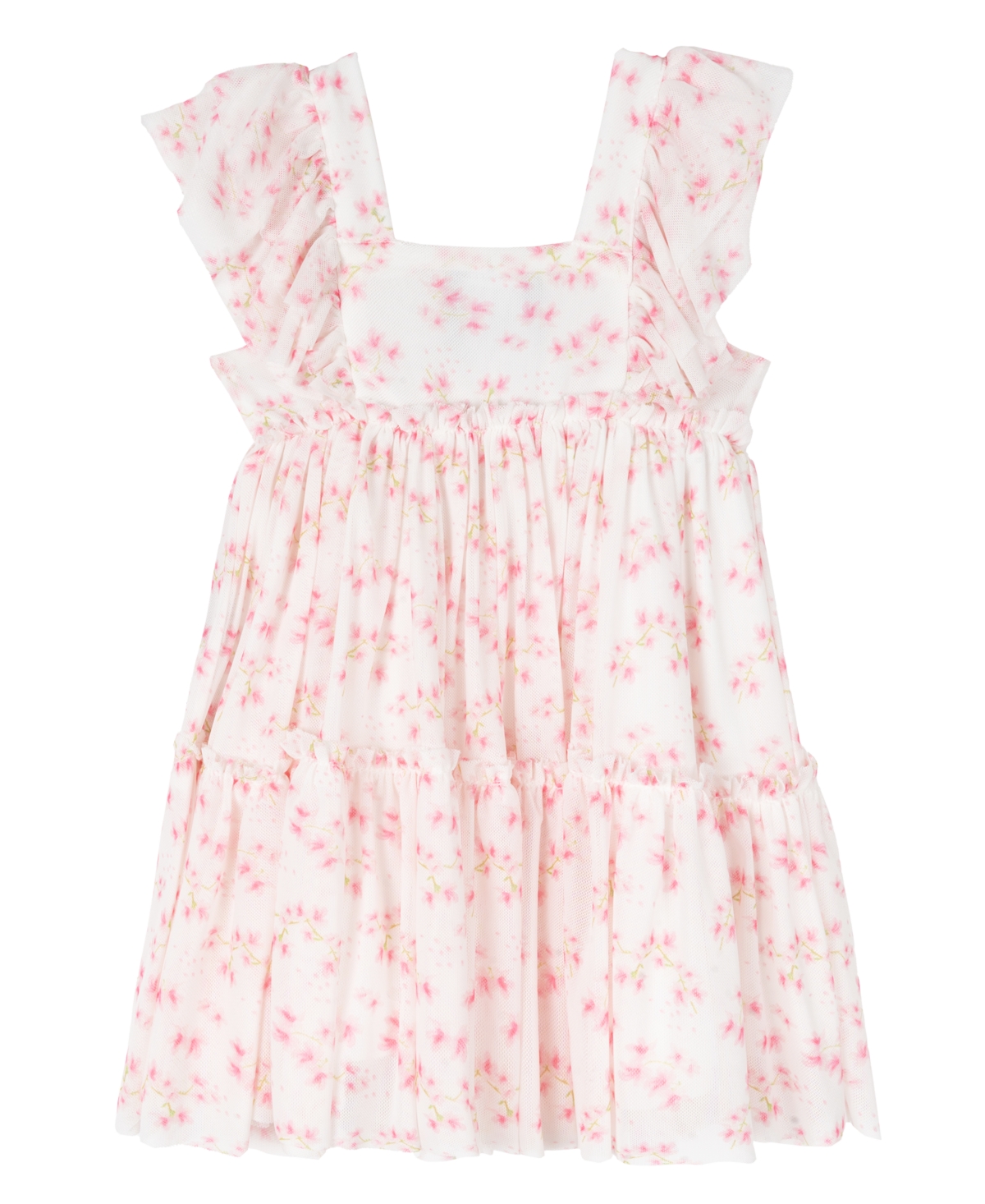 Shop Rare Editions Baby Girl Floral Power Mesh Dress In Pink