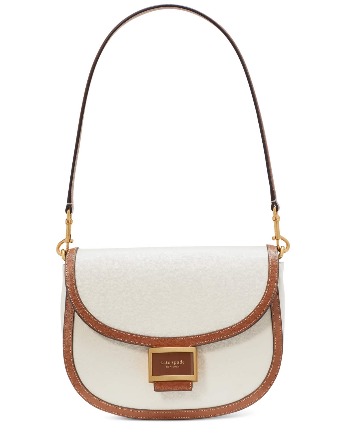 Shop Kate Spade Katy Textured Leather Convertible Saddle Bag In Halo White
