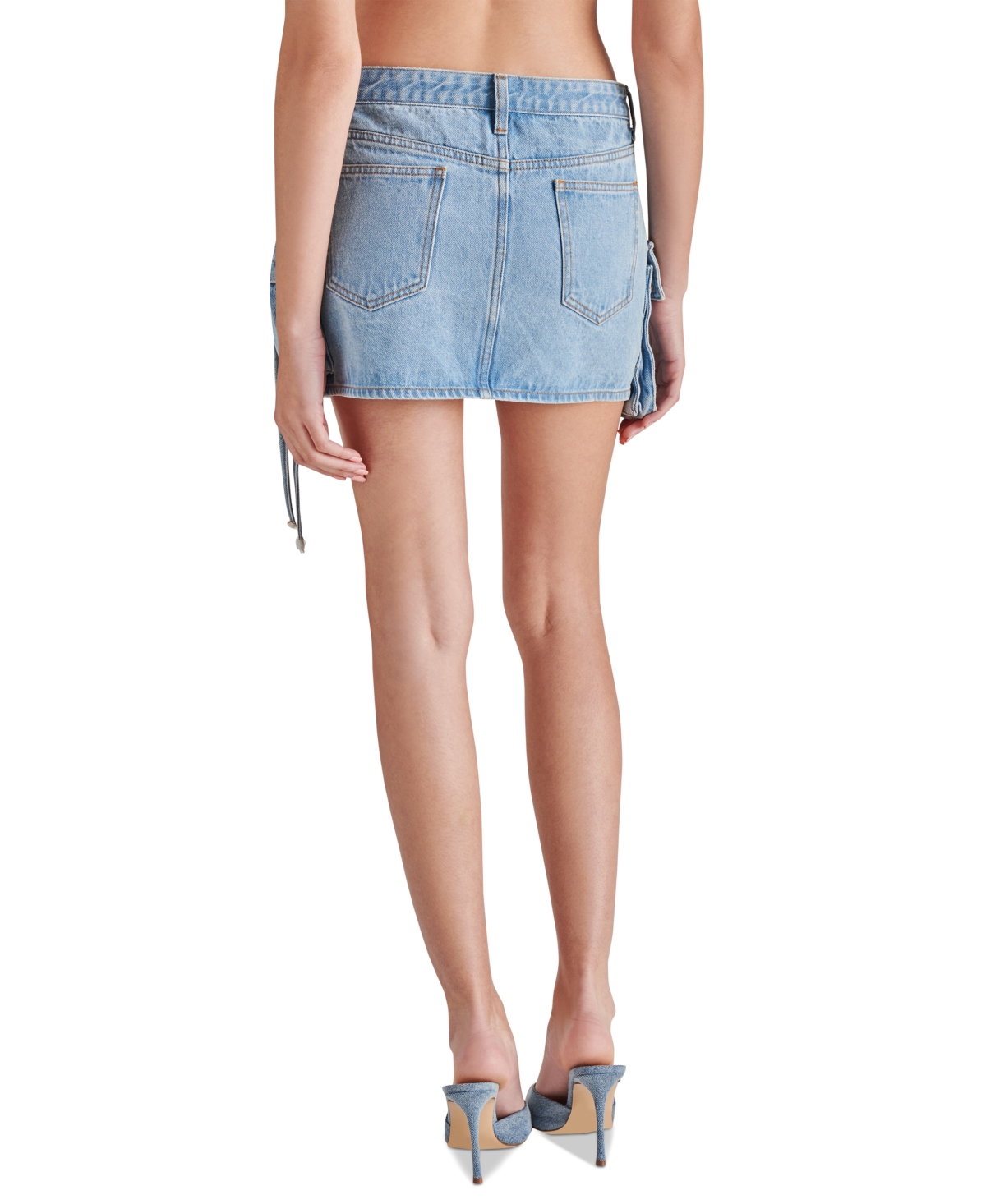 Shop Steve Madden Women's Cotton Evalina Cargo Mini Skirt In Blue Denim