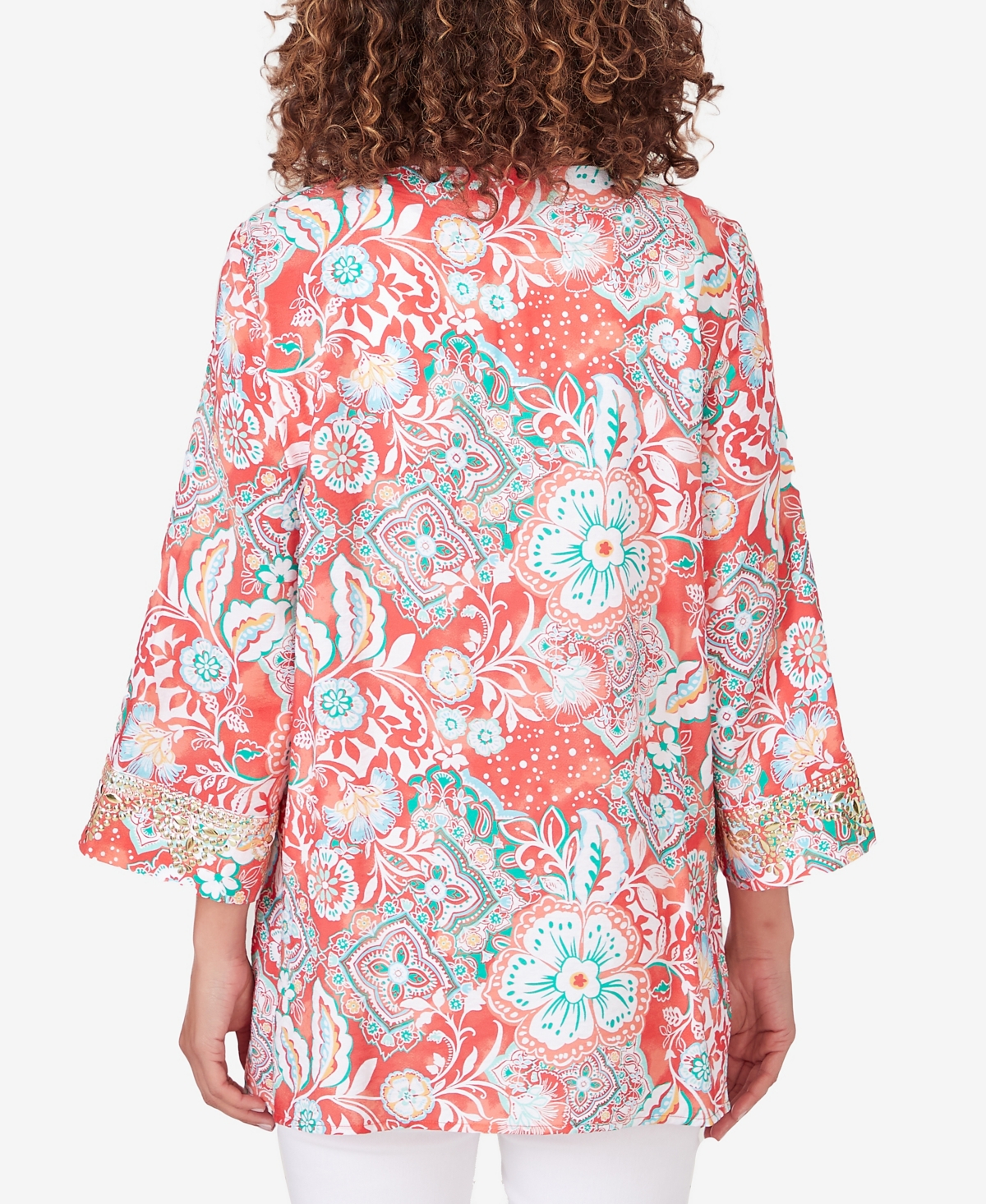 Shop Ruby Rd. Petite Silky Floral Voile Top In Punch Multi