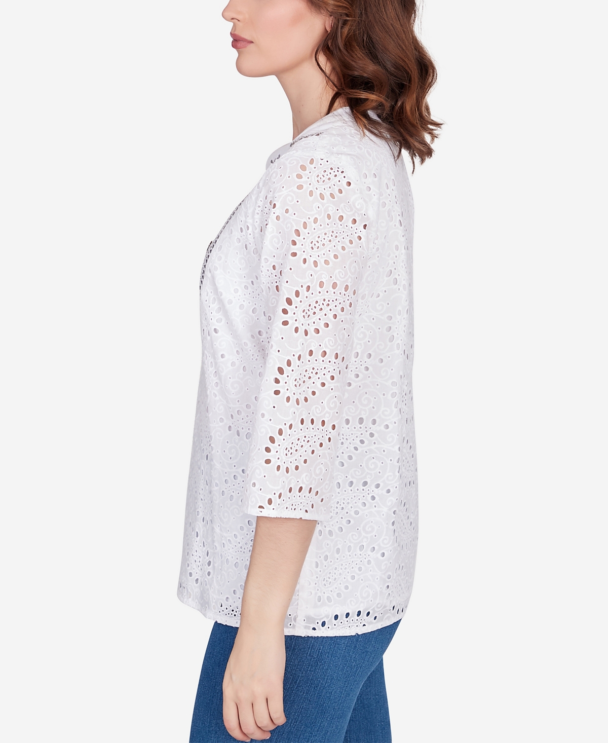 Shop Ruby Rd. Petite Embellished Paisley Eyelet Top In White