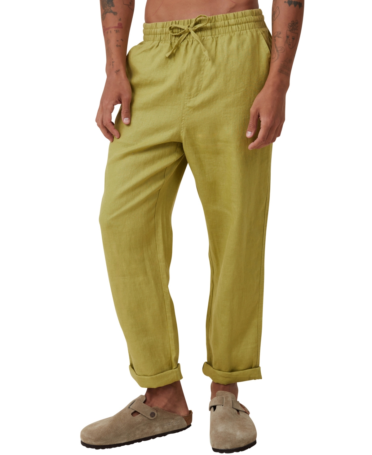 Cotton On Men's Linen Drawstring Pants In Green