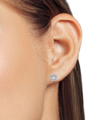 Lab-Created Diamond Halo Stud Earrings (1/2 ct. t.w.) in Sterling Silver or 14K Gold-Plated Sterling Silver