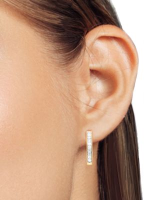 Lab-Created Diamond Small Hoop Earrings (1/2 ct. t.w.) in Sterling Silver or 14k Gold-Plated Sterling Silver