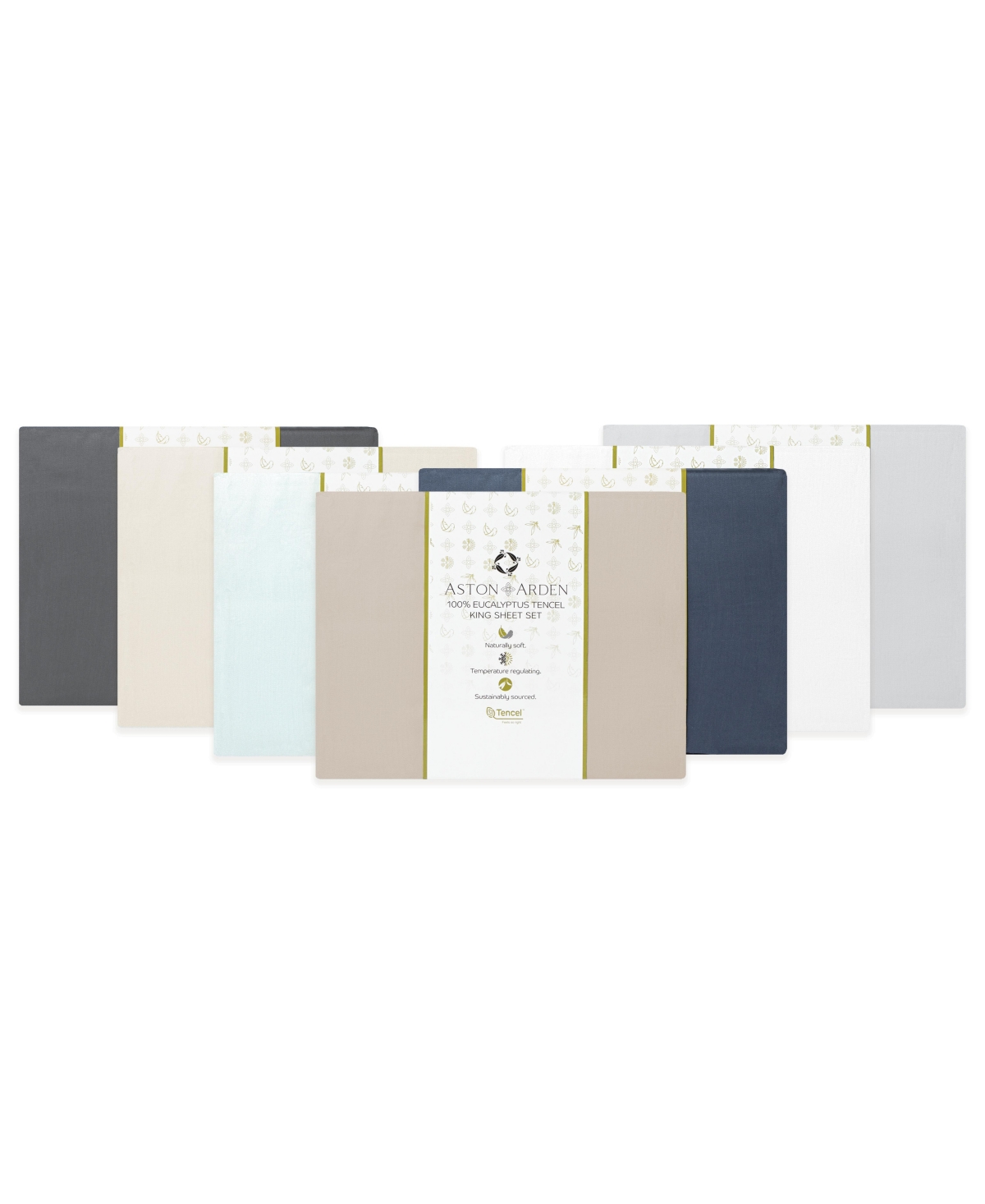 Aston and Arden Eucalyptus Tencel Sheet Set, 1 Flat Sheet, 1 Fitted Sheet, 2 Pillowcases, Ultra Soft Fabric, Breathable and Cooling, Eco-Friendly