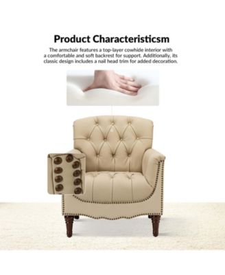 Sucher Modern Retro Wooden tufted Accent chair with Nailhead Trim