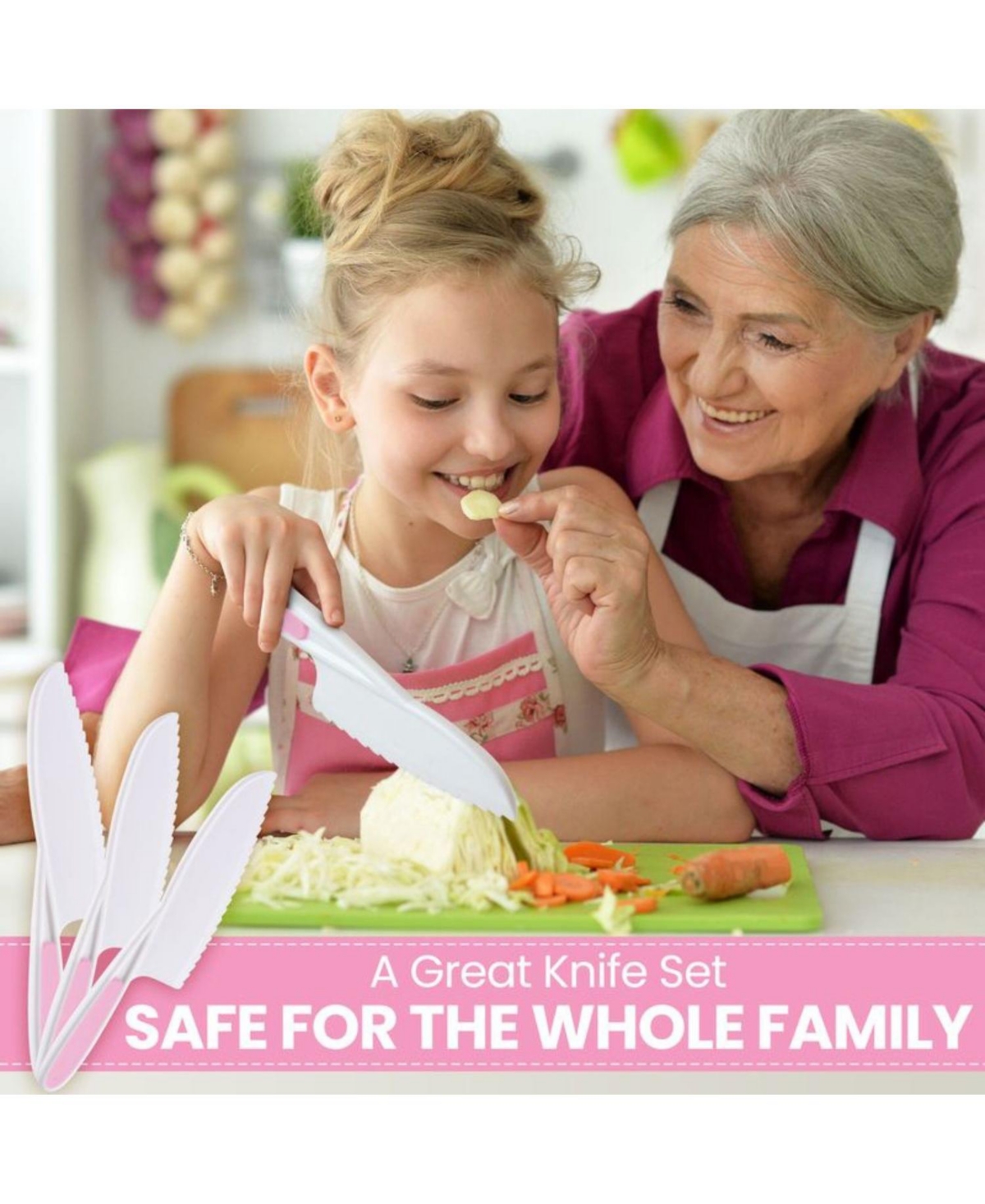 Zulay Kitchen 3-Piece Kids Knife for Real Cooking & Baking - Toddler Knives for Cutting Fruits, Veggies, & Cake