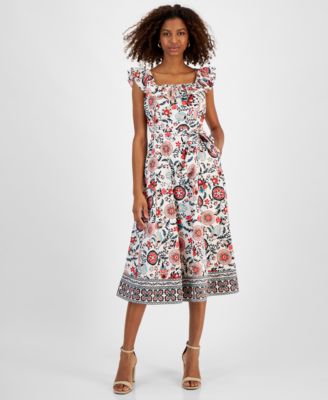 T Tahari - Women's Floral-Print Fit & Flare Dress