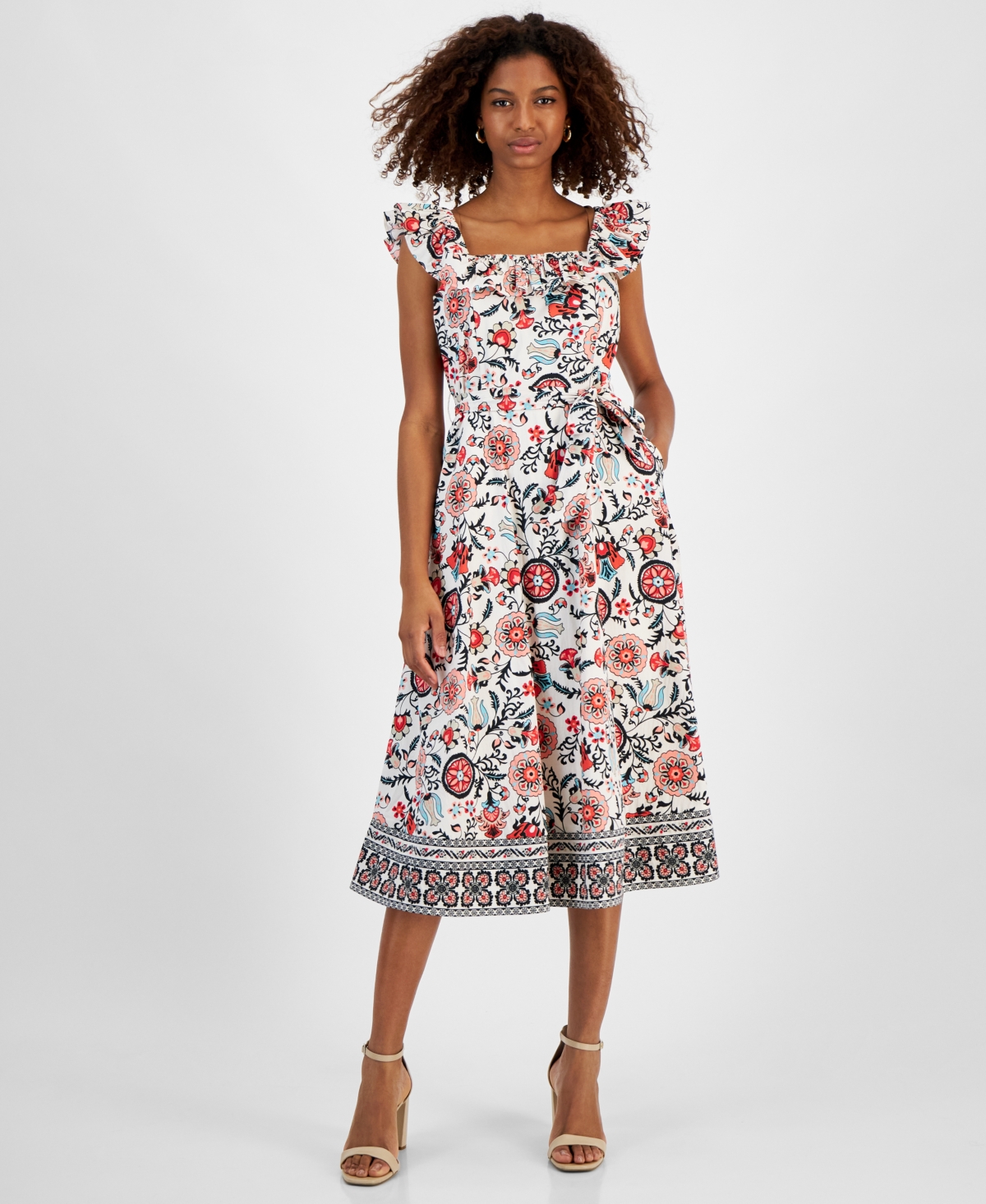 Women's Floral-Print Fit & Flare Midi Dress - Garden Party