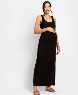 bodycon maternity dress formal Momyknows Ruched Bowknot Draped Halter Neck Backless Bodycon Maternity Maxi Dress Black / L main image 1