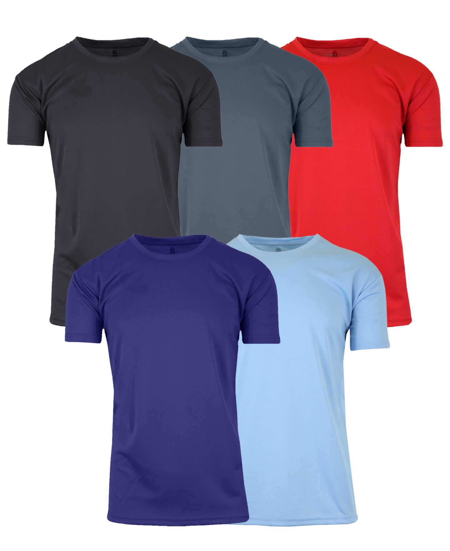 Мужские футболки Galaxy By Harvic Short Sleeve Moisture-Wicking Quick Dry Performance Crew Neck Tee -5 Pack, цвет: Чёрный разноцветный, вариант 1 — фото 1