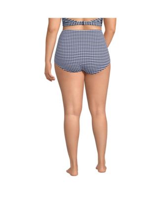 Plus Size Tummy Control Gingham Tugless High Waisted Bikini Bottoms