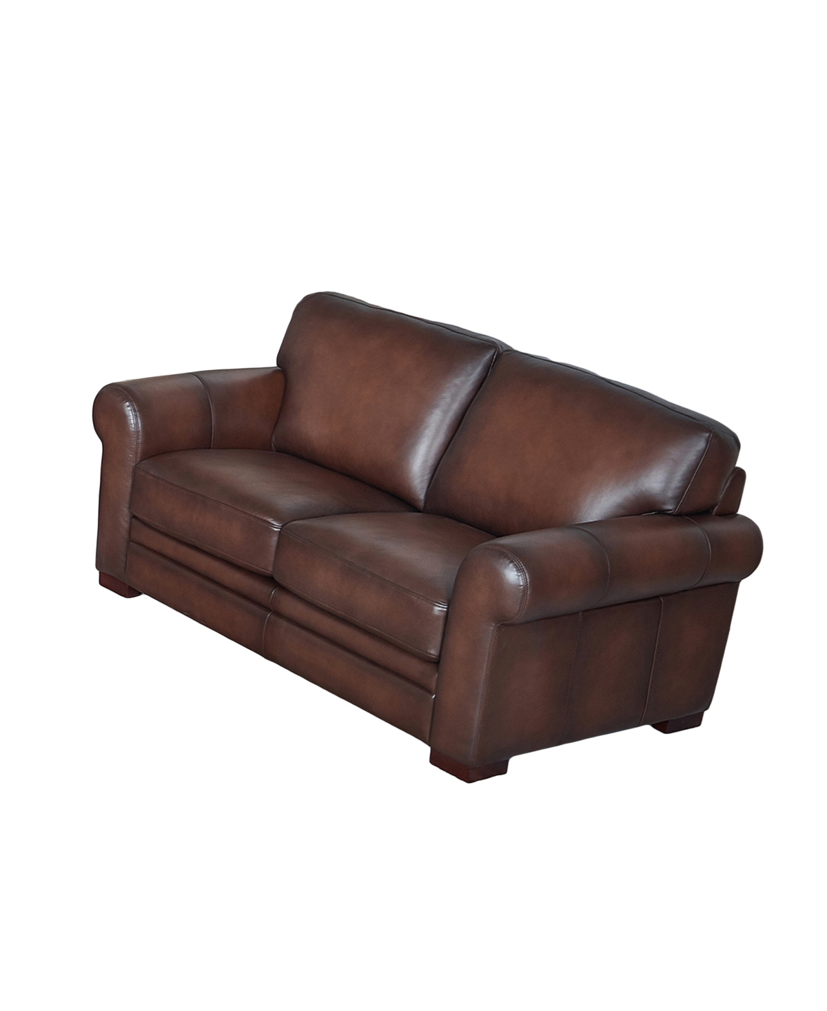 Hydeline Brookfield 70" Top Grain Leather Loveseat In Caramel Brown