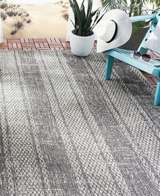 Courtyard CY8736 Light Gray and Black 8' x 11' Sisal Weave Outdoor Area Rug