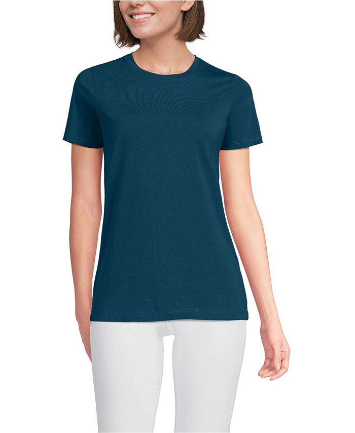 Lands' End Women's Relaxed Supima Cotton Crew Neck T-Shirt - Macy's