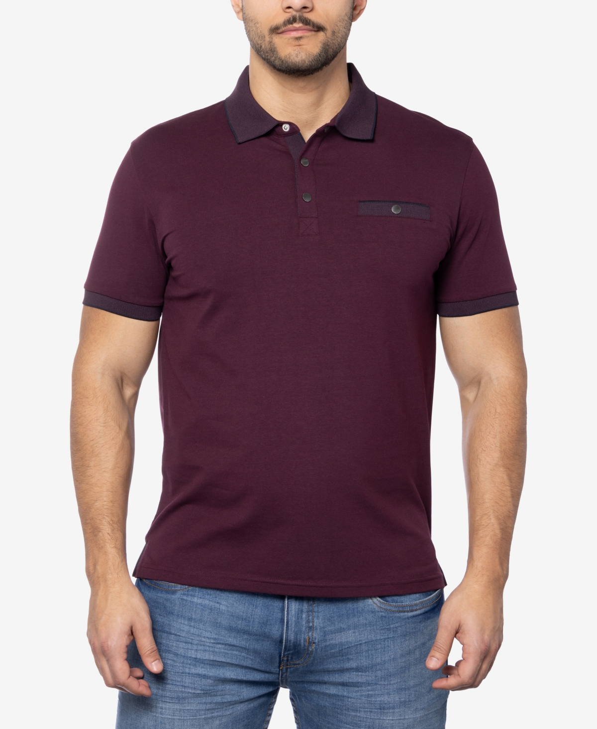Xray X-Ray Men's Short Sleeve Snap-Placket Polo With Birds Eye Rib - Heather Charcoal