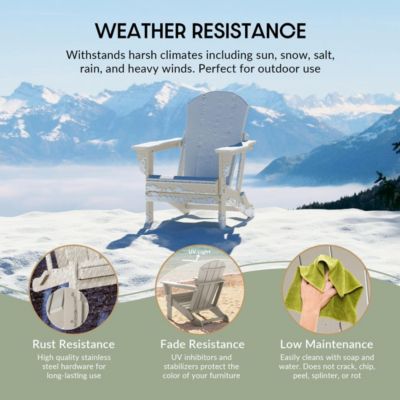 3 Piece Set Outdoor Folding Adirondack Chairs with Side Table