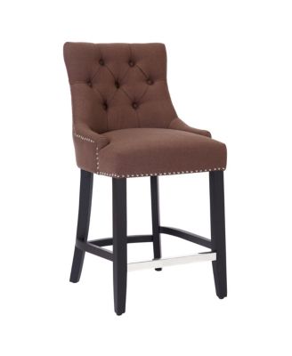 24" Linen Tufted Buttons Upholstered Wingback Counter Stool (Set of 2)