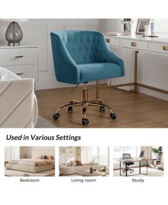   Standard   Velvet, Gold Metal   Stylish, Compact Desk Chair