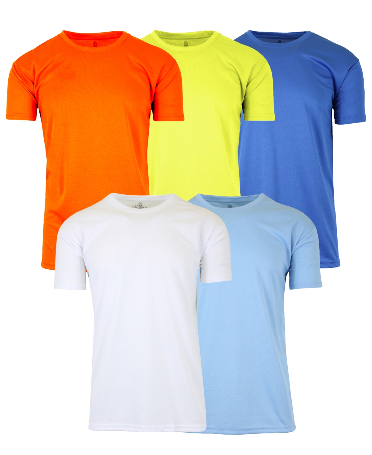 Shop Galaxy By Harvic Men's Short Sleeve Moisture-wicking Quick Dry Performance Crew Neck Tee -5 Pack In Yellow Multi