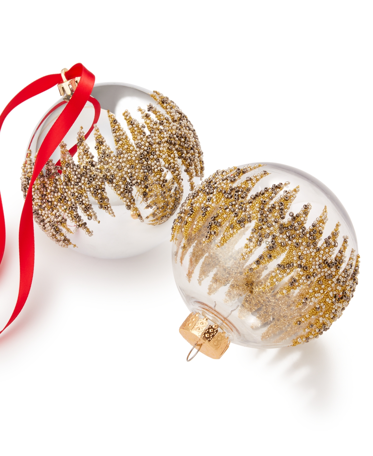 Holiday Lane Shine Bright Set of Gold-Tone & Silver-Tone Decorated Ball Ornaments, Created for Macy's