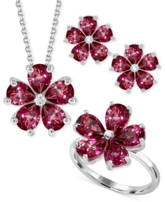 Pink Topaz (4-1/4 ct. t.w.) & Diamond Accent Flower Ring in Sterling Silver