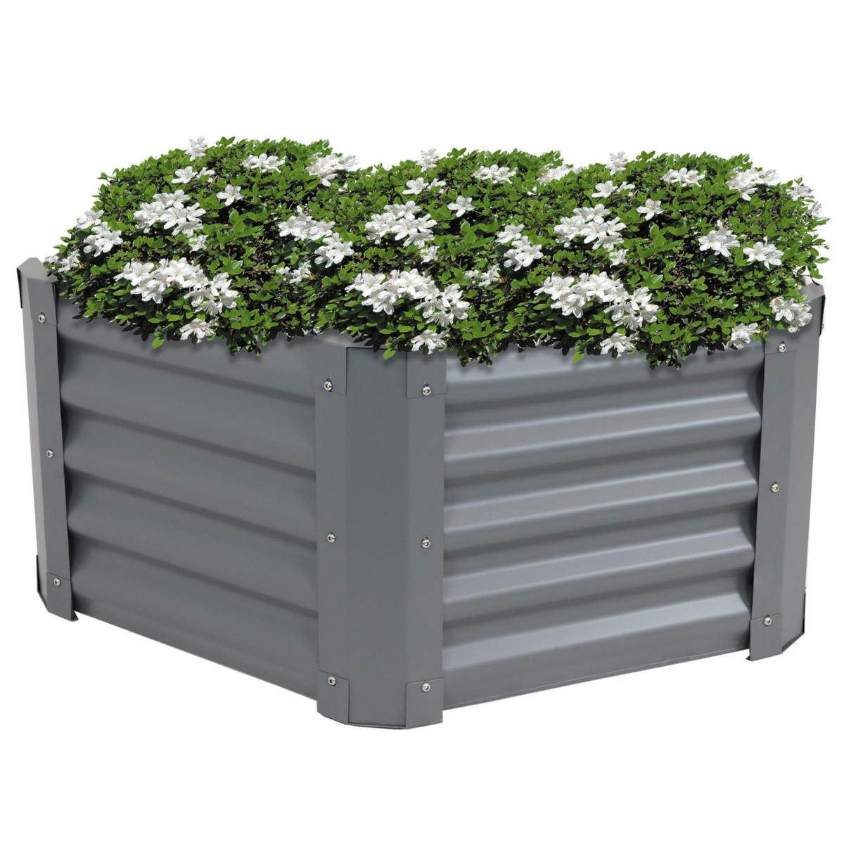 Sunnydaze Decor Powder-Coated Steel Hexagon Raised Garden Bed - Gray -
