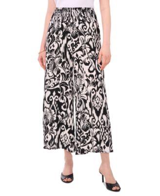 Sam & Jess - Women's Challis Printed Smocked Palazzo Pants