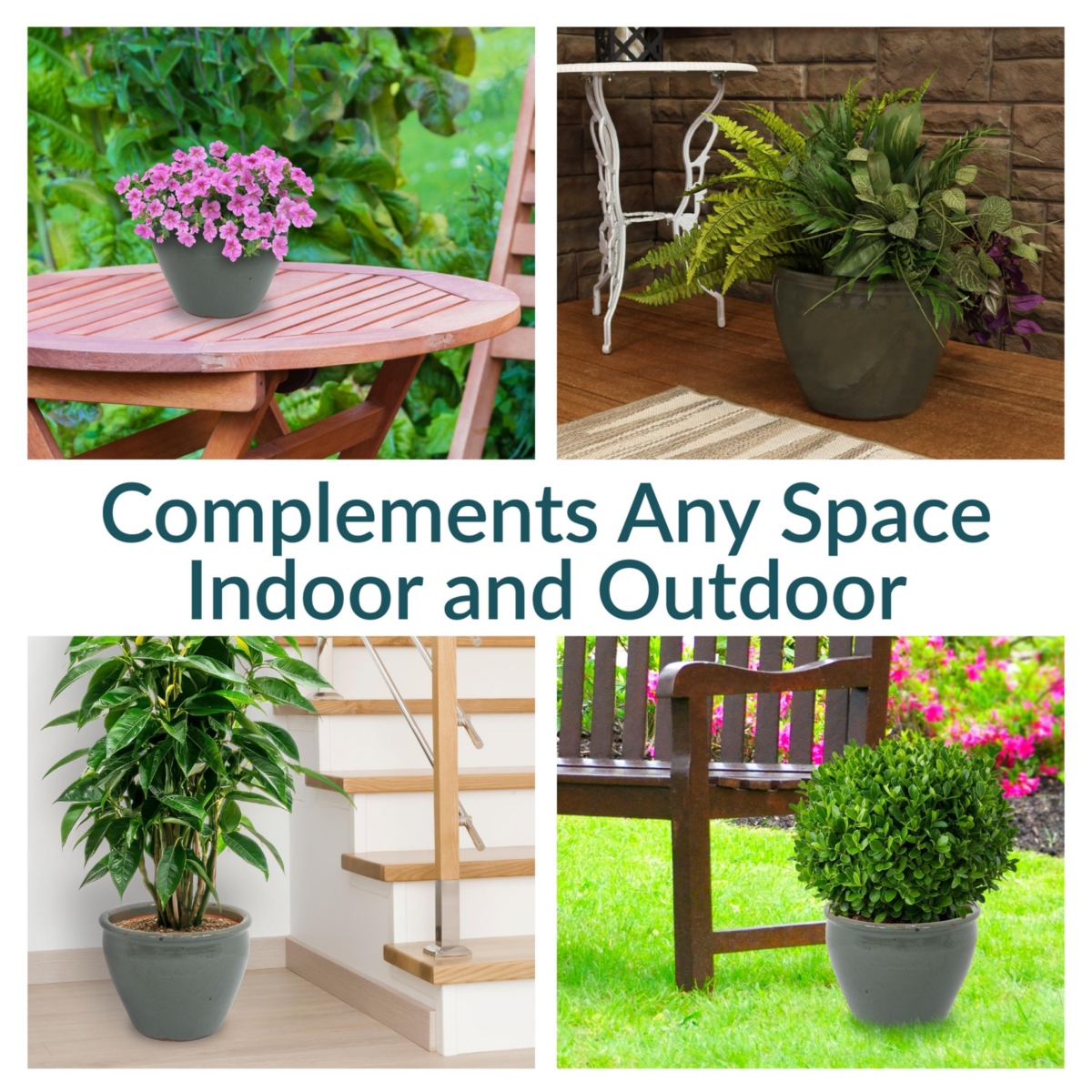 Sunnydaze Decor Chalet High-Fired Glazed Ceramic Planter - Gray