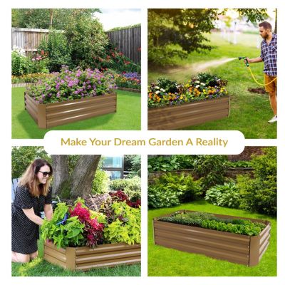 Raised Corrugated Galvanized Steel Rectangle Garden Bed for Plants, Vegetables, and Flowers - 48" L x 11.75" H