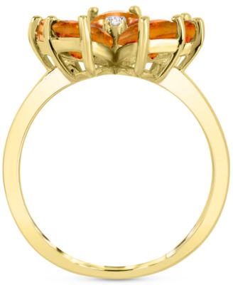 Citrine (3-1/4 ct. t.w.) & Diamond Accent Flower Ring in 14k Gold-Plated Sterling Silver