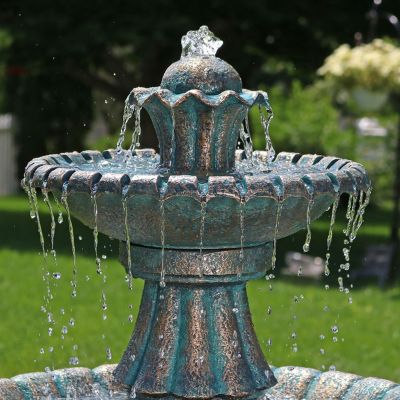 Nouveau 41-Inch Tall 2-Tier Outdoor Garden Water Fountain - Green