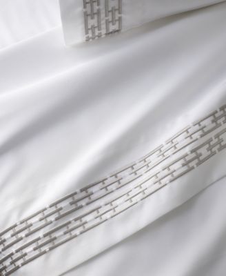 Chain Links Embroidered 500 Thread Count Pima Cotton Fitted Sheet, Queen, Exclusively at Macy's