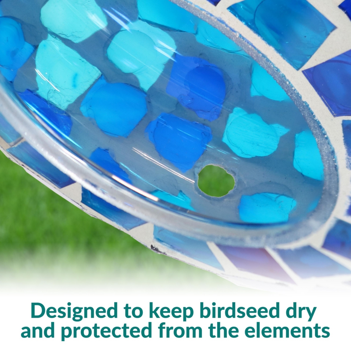 Sunnydaze Decor GlassMosaic Fly-Through Hanging Bird Feeder - - Blue