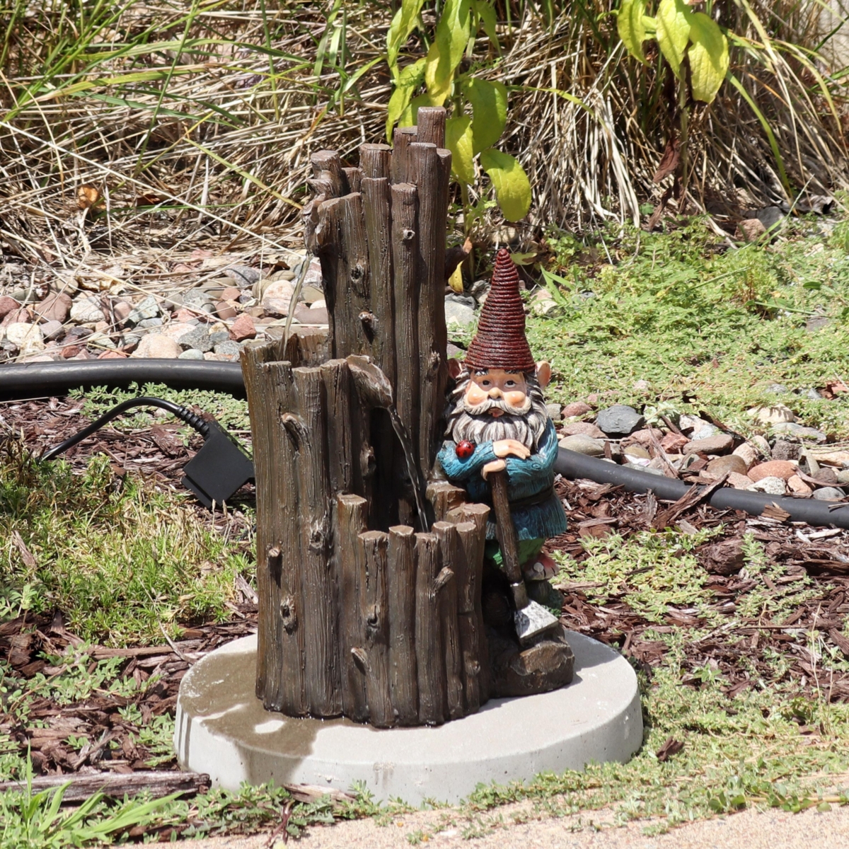 Sunnydaze Decor Resting Gnome Outdoor Water Fountain with Led Lights -