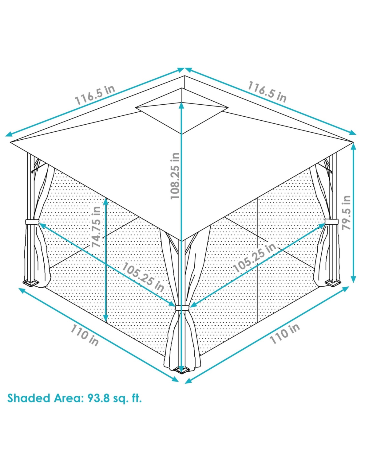 Sunnydaze Decor x Soft Top Polyester Gazebo with Privacy Wall - Gray